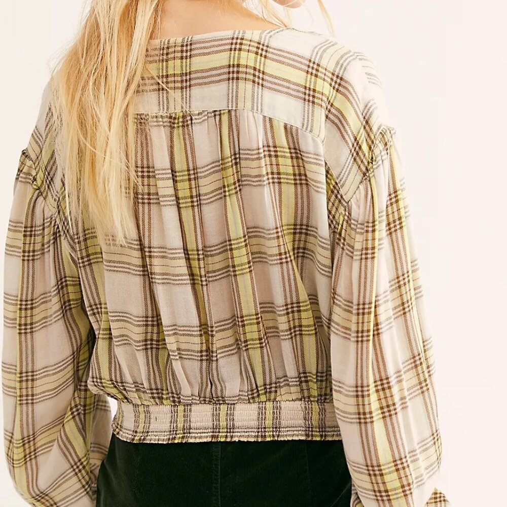 Free People It's The Good Life Plaid Cropped Top Size Small 👚Host Pick👚 - Picture 2 of 10